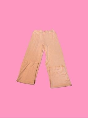 Girls Peach Wide-Leg Sweatpants with Patch Knees
